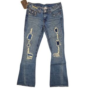 True Religion Vintage 2004 Twisted Destroyed Flare size 28 NWT ( RARE )
